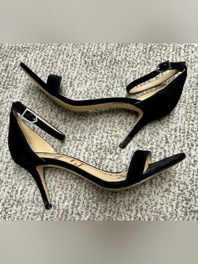 Sam Edelman Black Suede Open-Toe Ankle-Strap Heels 7 M